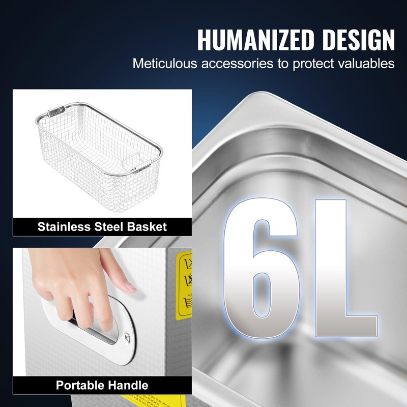 VEVOR Commercial Ultrasonic Cleaner 6L Professional Ultrasonic Cleaner 40kHz with