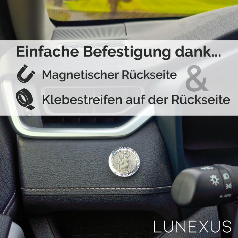 LUNEXUS Christopher Car Magnet Diameter 3.5 cm - Saint Christopher