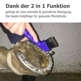 Hoof Pick for Horses Donkey Goat Hoof with Extra Stable Brush and Ergonomic Handle (2 x Blue)