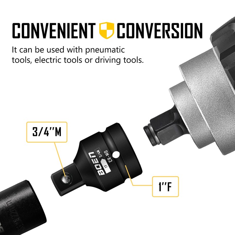BOEN 1"F to 3/4"M Impact Socket Adapter, Cr-Mo Steel,Socket Adapter