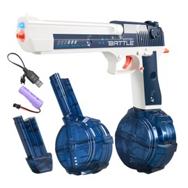 Electric Water Gun with Light - Automatic Water Gun with Drum, Realisty Water Pistol, Blue