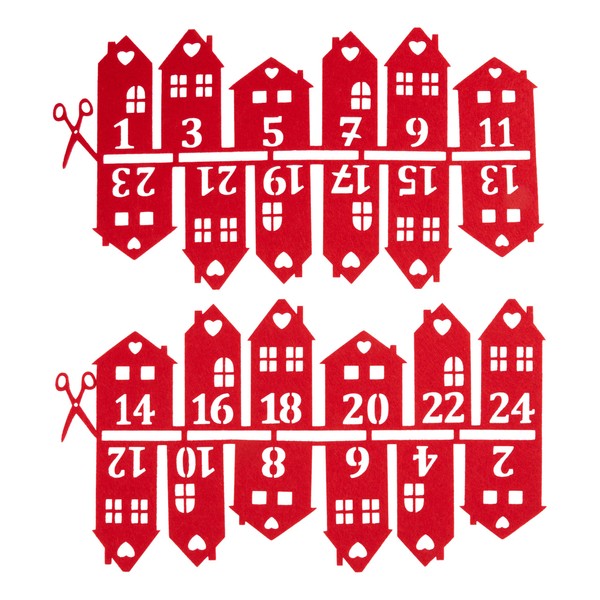 VBS Advent Numbers Felt Houses 4 x 8.5 cm Relief