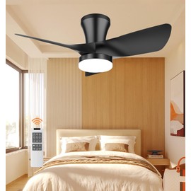 OPONL Black Ceiling Fan with Light 30inch, Large Air Volume, Ceiling Fans with Lights for Bedroom Kitchen Dining room Patio