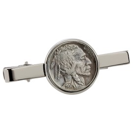 American Coin Treasures Buffalo Nickel Silvertone Coin Tie Clip