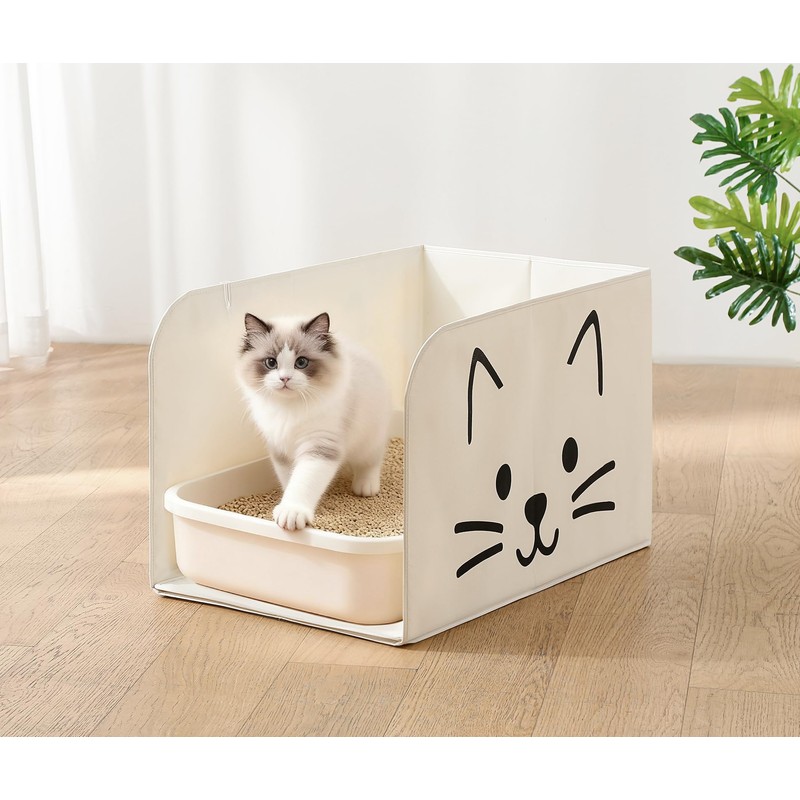 Qozary Cat Litter Box Enclosure, Waterproof Litter Box Shield for