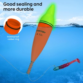 THKFISH 4PCS LED Lighted Fishing Bobbers Fishing Floats for Night, Spring Bobber Float Saltwater Freshwater Lighted Floats Glow for Crappie Walleye Catfish, 3.1", Green & Red