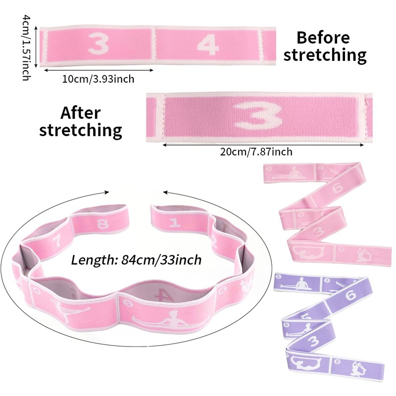 2 x Stretch Straps with 8 Adjustable Loops for Stretching,