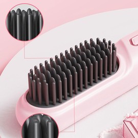 AIXXCUVQ Household Straight Curler For Bid Farewell To Frizzy Hair Smooth Out Roughness Negative Ion Hair Care Device Comb, Pink