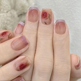 [HIVOGUE] Gel Nail Seal, Hardening Type, Nail Seal, Gel Nail, Just Stick, French Gel Nails, For Hands, Long Lasting, Odorless, Waterproof, Short Nails, Office Nails, Nail Pis, Easy, Glitter, Gold,