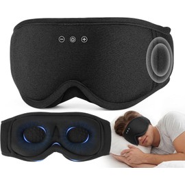 LC-dolida 3D Bluetooth Sleep Mask with Headphones for Men and Women, Total Light Blocking & All-Night Comfort Sleep Eye Mask Sleep Headphones Soft Headphones for Sleeping for Travel, Bed