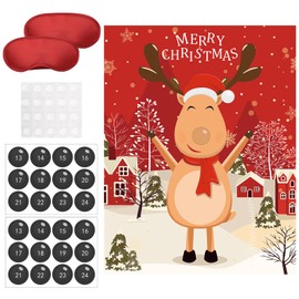 Gejoy Pin the Nose on the Reindeer Snowman Christmas Party Games Pin Games Set Christmas Holiday Activities Family Adults New Year Xmas Party Supplies