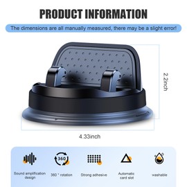 DYEKNEE 1 PC Car Dashboard Mobile Phone Holder, 360 Degree Rotatable Base Sound Amplification Design Stand, Automatic Clamping Stable Anti-Shake Navigation Bracket, Universal for Cars (Black)