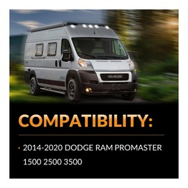 DERMOKA Cab Roof Top Marker Lights White Led Clearance Running Lamps for 2014-2023 Dodge Ram ProMaster 1500 2500 3500,5PCS (Clear Len)