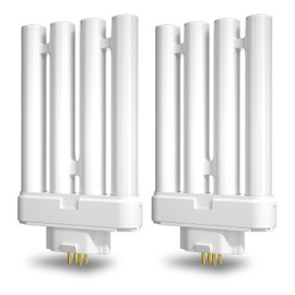 Lustaled 27W FML27-65K CFL Bulb, 6500K Daylight, 4-Pin GX10Q-4 Base Compact Fluorescent Light Bulb, Quad Tubes Replacement Bulb for VERILUX CFML27VLX, 4 Pin CFL Light Fixture- 2 Pack