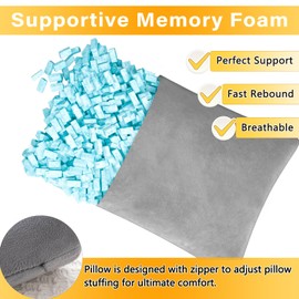 1 MIDDLE ONE 2 Pack Small Pillow, Memory Foam Mini Pillow 11 X 7 Inches for Travel, Sleeping, Nap and Neck, Knee, Lumbar Support, Tiny Cushion for Pet, Dogs (Grey)