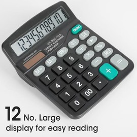 Paquete de 5 calculadoras a granel, calculadoras de escritorio de 12 dígitos con pantalla LCD grande y botón sensible, energía dual solar y batería, c