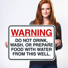 Warning Do Not Drink Wash Or Prepare Food with Water from This Well Sign, (SI-6509) 18x24 Inches, 55 mil Thick HDPS (high Density polystyrene), Made in USA