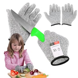 GIUSOBG 2 Pairs of Cut Protection Gloves Children's Cut Protection Gloves Powerful Level 5 Protection Carving Gloves Children Cut Resistant Gloves Children Work Gloves, XS, Suitable 5-8 Years