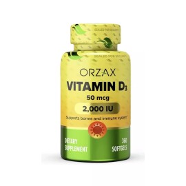 Orzax Vitamin D3 2000 iu 50 mcg 360ct Exp 09/25