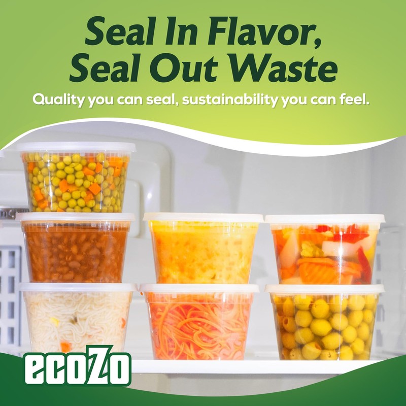 ecoZo 16 oz. Food Storage Containers with Lids [50 Sets]