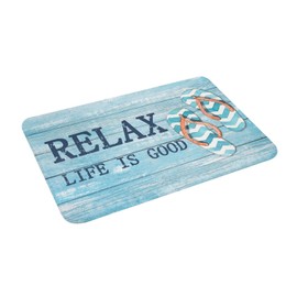 Jedenkuku Beach Flip Flops Summer Coastal Blue Fun Indoor Door Mat Non-Slip Home Bath Room Decoration Mat Rug Housewarming Gift 23.6in*15.7in