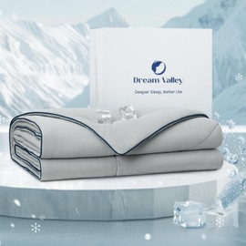 Dream Valley® Outlast® Cooling Comforter, All Season Twin XL NASA-Grade Technology Cooling Blanket for Hot Sleepers Night Sweats, Q-Max > 0.45 Aerocool™ Breathable, Cool Grey, 68"x90"