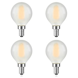 Frosted E12 LED Edison Bulbs 25W Equivalent, Small Candle Base, 2700K Soft Warm White, E12 LED Bulb Dimmable, G16.5/G50 Chandelier Light Bulbs, 2W, 200LM, Golbe Ceiling Fan Light Bulbs, 4 Pack