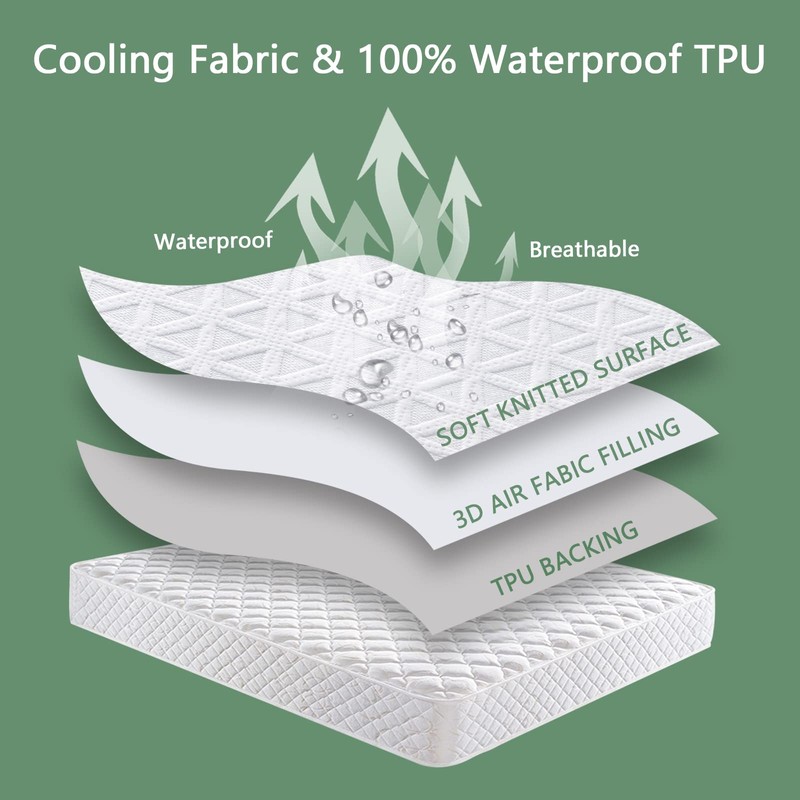 Premium Waterproof Mattress Protector King Size, Breathable Bed Cover 3D
