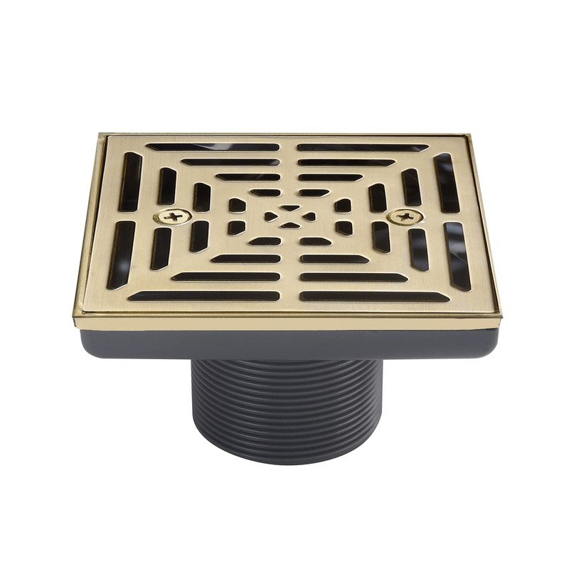 DEOKXZ 4-1/4 Inch Brushed Gold Shower Drain Square, Base with