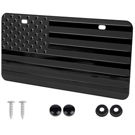 American Flag License Plate Frame, 6" x 12" Aluminum Metal Thick License Plate Frame, Durable 3D Embossed Car Tag Plates for Most Cars, RVs, Trucks