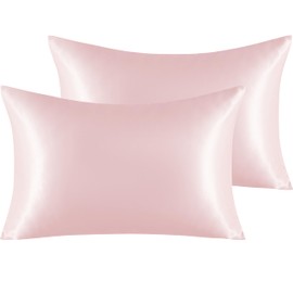 NTBAY Silk Satin Pillowcases - Satin Pillowcase for Hair and Skin, Pillow Cases 2 Pack with Envelope Closure, 50x75 cm, Light Pink