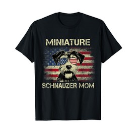 Miniature Schnauzer Mom Dog Vintage USA Flag 4th Of July Men Women Kids T-Shirt