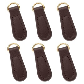 sourcing map 6pcs Zipper Pull 1.57-in Leather Zipper Head Handle Dark Brown