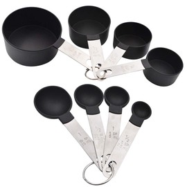 GreeSuit 8 Pieces Stainless Steel Measuring Cup Handle Plastic Measuring Cup Measuring Spoon for Kitchen Cooking Baking