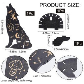 CREATCABIN Crystal Shelf Display Wooden Floating Shelves Altar Gothic Wall Decor Rustic Moon Wolf Holder Shelf Hanging Witchy Stuff for Crystals Stones Essential Oil Spiritual Gift Black 10x6Inch