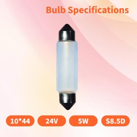 Lanuovx 10 Pack Frosted Festoon Bulb Sv8.5-8 T3.25 10X44mm, 24V 5W Under Cabinet Light Bulb Xenon Festoon Light Bulb Dome Light Car Trunk Cargo Light Interior Door Light