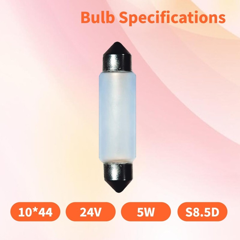 Lanuovx 10 Pack Frosted Festoon Bulb Sv8.5-8 T3.25 10X44mm, 24V