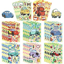 32 Sheets Car Stickers for Kids Make A Face Race Car Stickers for Kids Boys Girls Make Your Own DIY Race Cars Stickers Art Craft Rewards for Birthday Party Favors