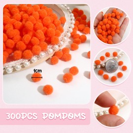 TOAOB 300 pcs Pom Poms 10 mm Fluffy Pom Poms Orange Fuzzy Pompoms Balls for DIY Crafts Decorations