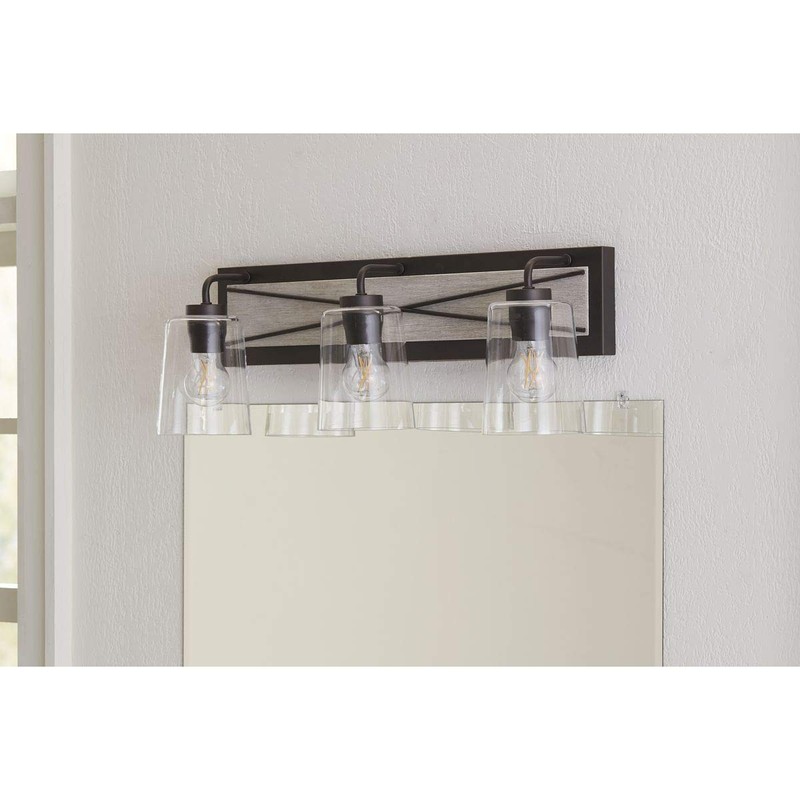 Progress Lighting Briarwood Collection 3-Light Clear Glass Coastal Bath Vanity