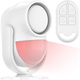 Luckydeer 125dB Loud Motion Sensor Alarm with 328ft Remote Control(40ft PIR Detector, 3*AA Batteries), Indoor Wireless Infrared Security Motion Detector with Siren for Home/Shed/Garage (‎White)