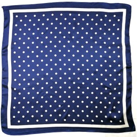 Shanlin Bufandas cuadradas de tacto de seda de 27 x 27 pulgadas, Sq27-dots-navy blue