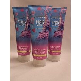 Bath & Body [3 Pack] BODY CREAM 24 Hour Moisture 8 oz / 226 g (Packaging may vary) (Full Size, PARIS AMOUR)
