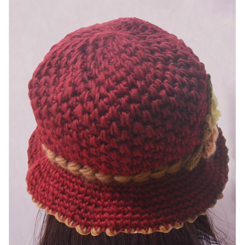 KEYDUACU French Thicken Women's Flowers Knitted-Woolen-Hat Fashion Beanie-Hat Lady Crochet-Bucekt-Hat