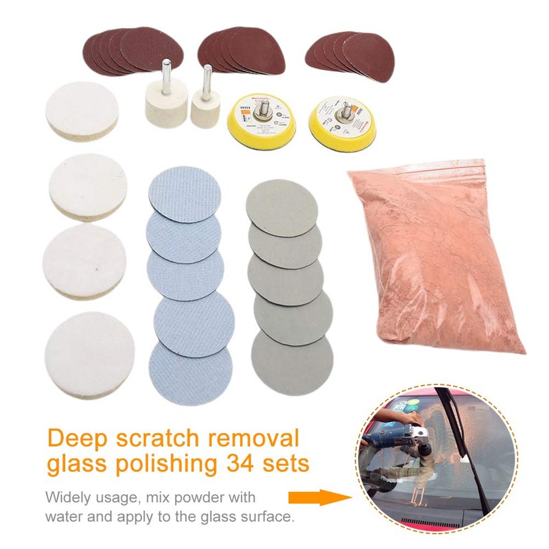 WOOPOWER Glass Polishing Kit, 34Pcs/Set Scratch Removal Set Deep Scratch
