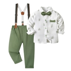 Volunboy Boys Formal Baby Suit, Long Sleeve Suspenders, 4-Piece Set, Kids, Fashionable, Graduation Ceremonies, Kindergarten Entrance Ceremonies, Weddings, Birthdays, Commemorative Photos, 31.5 - 51.2