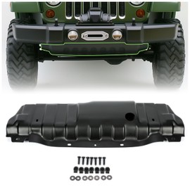 KUAFU Front Bumper Skid Plate Compatible with 2007-2018 Jeep Wrangler Rubicon X and 10th Anniversary Bumpers 82214330 Lower Air Dam Deflector Valance Cover Panel Board Guard Protector Black
