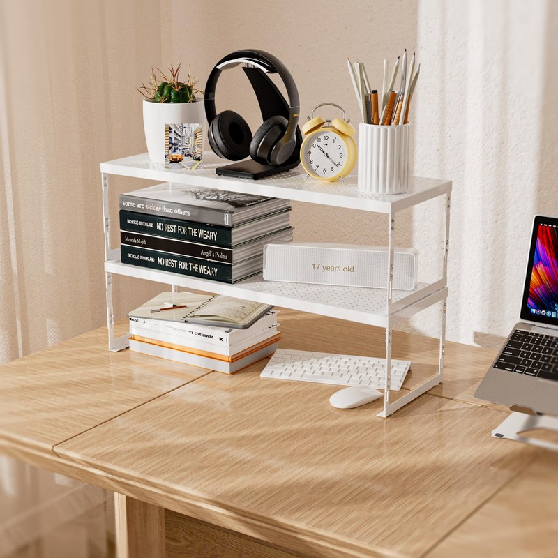 Asiingkel Stackable Expandable Metal Shelf Organizer - Adjustable Wire Storage