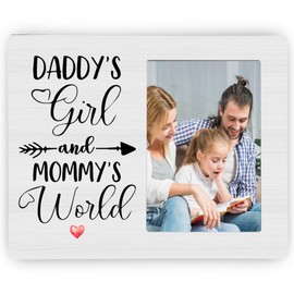 CAIFZ Daddy's Girl and Mommy's World Picture Frame, New Baby Photo Frame Gifts for Daughter, 4x6 inch Photo
