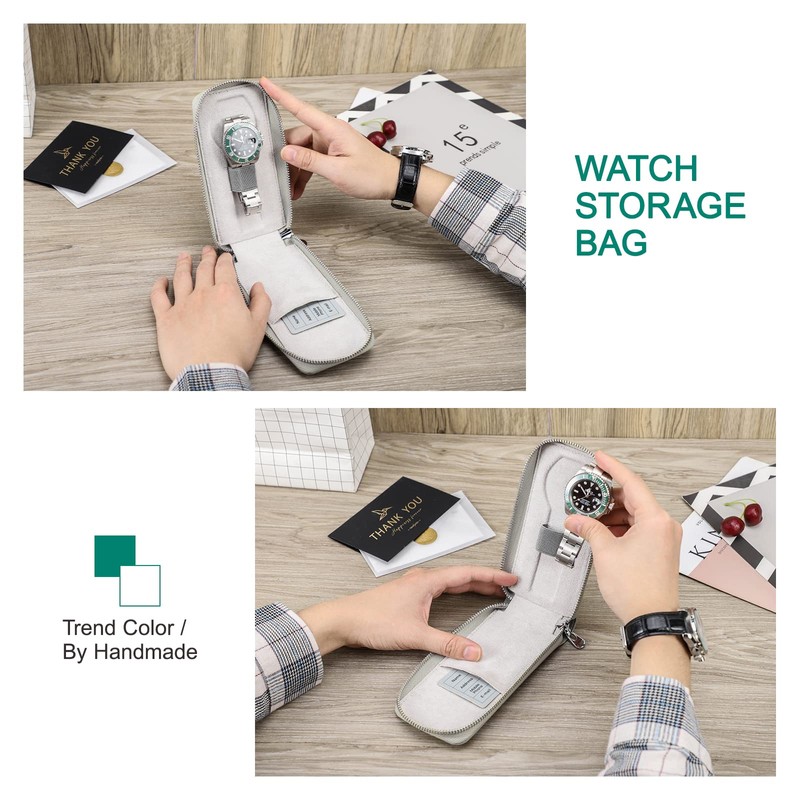 Hiram Watch Travel Case 1 Watch Storage Box Saffiano Leather